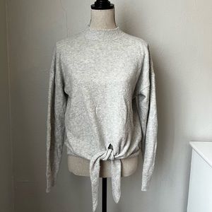 Gray Women's Sweater with Tie Detail